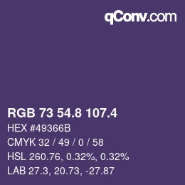 カラーコード: RGB 73 54.8 107.4 | qconv.com