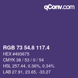 カラーコード: RGB 73 54.8 117.4 | qconv.com