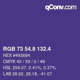 カラーコード: RGB 73 54.8 132.4 | qconv.com