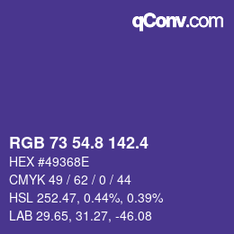 カラーコード: RGB 73 54.8 142.4 | qconv.com