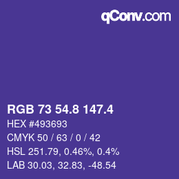 カラーコード: RGB 73 54.8 147.4 | qconv.com