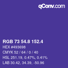 カラーコード: RGB 73 54.8 152.4 | qconv.com