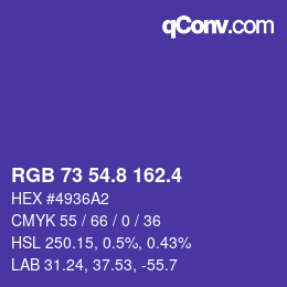 カラーコード: RGB 73 54.8 162.4 | qconv.com