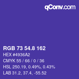 カラーコード: RGB 73 54.8 162 | qconv.com