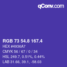 カラーコード: RGB 73 54.8 167.4 | qconv.com