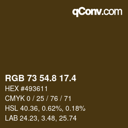 カラーコード: RGB 73 54.8 17.4 | qconv.com