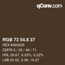Color code: RGB 73 54.8 37 | qconv.com