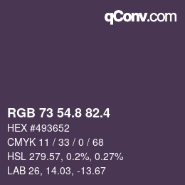 カラーコード: RGB 73 54.8 82.4 | qconv.com