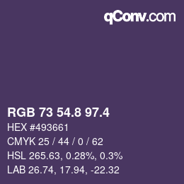 カラーコード: RGB 73 54.8 97.4 | qconv.com