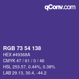 Código de color: RGB 73 54 138 | qconv.com