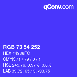 Color code: RGB 73 54 252 | qconv.com