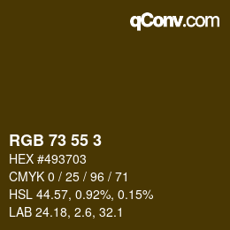 Color code: RGB 73 55 3 | qconv.com