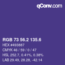 カラーコード: RGB 73 56.2 135.6 | qconv.com