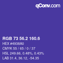 カラーコード: RGB 73 56.2 160.6 | qconv.com