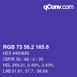 カラーコード: RGB 73 56.2 165.6 | qconv.com