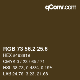 カラーコード: RGB 73 56.2 25.6 | qconv.com
