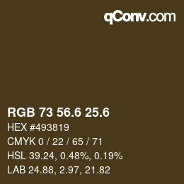 カラーコード: RGB 73 56.6 25.6 | qconv.com