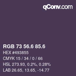 カラーコード: RGB 73 56.6 85.6 | qconv.com