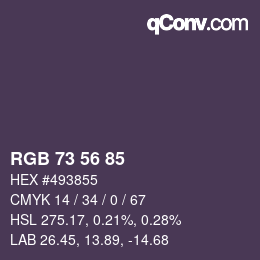 カラーコード: RGB 73 56 85 | qconv.com