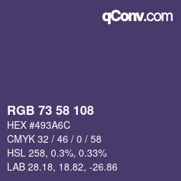 颜色代码: RGB 73 58 108 | qconv.com