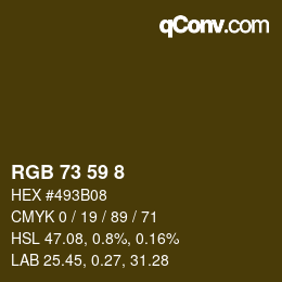 Color code: RGB 73 59 8 | qconv.com