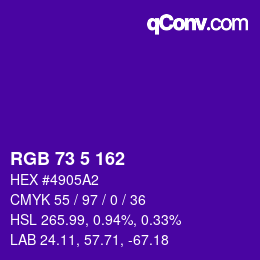 Color code: RGB 73 5 162 | qconv.com