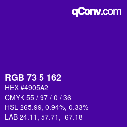 カラーコード: RGB 73 5 162 | qconv.com