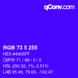 Color code: RGB 73 5 255 | qconv.com