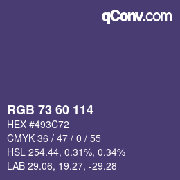 颜色代码: RGB 73 60 114 | qconv.com