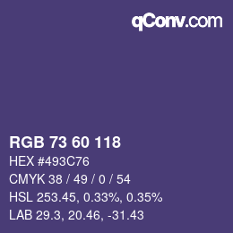 颜色代码: RGB 73 60 118 | qconv.com