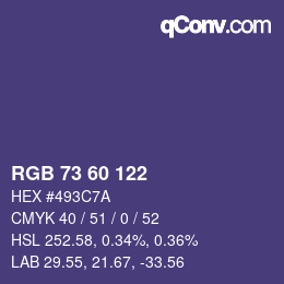 颜色代码: RGB 73 60 122 | qconv.com
