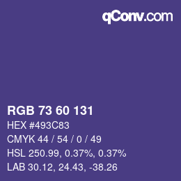 颜色代码: RGB 73 60 131 | qconv.com