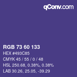 カラーコード: RGB 73 60 133 | qconv.com