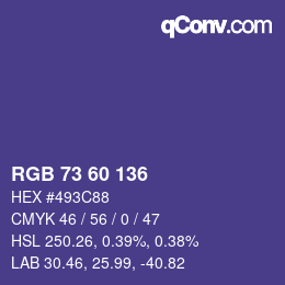 カラーコード: RGB 73 60 136 | qconv.com