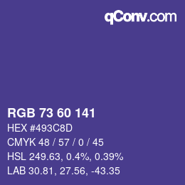 カラーコード: RGB 73 60 141 | qconv.com