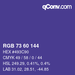 カラーコード: RGB 73 60 144 | qconv.com