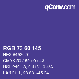 颜色代码: RGB 73 60 145 | qconv.com