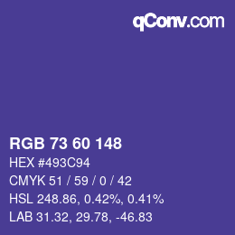 カラーコード: RGB 73 60 148 | qconv.com