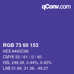 Color code: RGB 73 60 153 | qconv.com