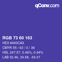 颜色代码: RGB 73 60 163 | qconv.com