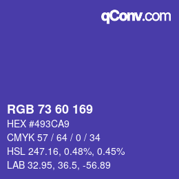 颜色代码: RGB 73 60 169 | qconv.com