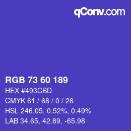カラーコード: RGB 73 60 189 | qconv.com