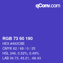 Color code: RGB 73 60 190 | qconv.com