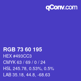 颜色代码: RGB 73 60 195 | qconv.com
