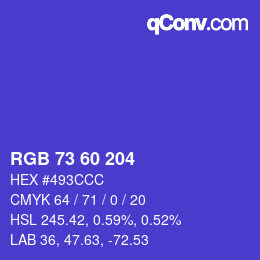 カラーコード: RGB 73 60 204 | qconv.com