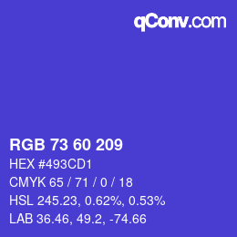 カラーコード: RGB 73 60 209 | qconv.com