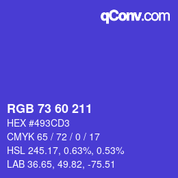 颜色代码: RGB 73 60 211 | qconv.com