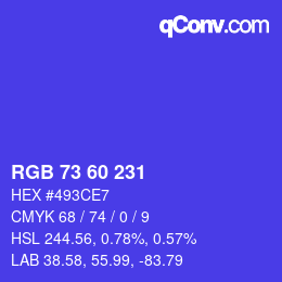 颜色代码: RGB 73 60 231 | qconv.com