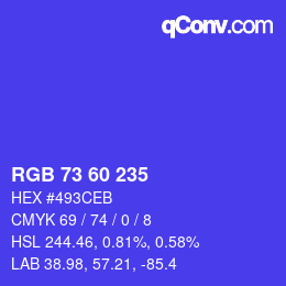 カラーコード: RGB 73 60 235 | qconv.com