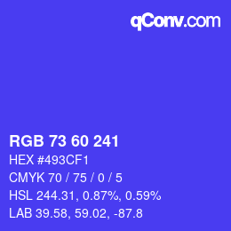颜色代码: RGB 73 60 241 | qconv.com